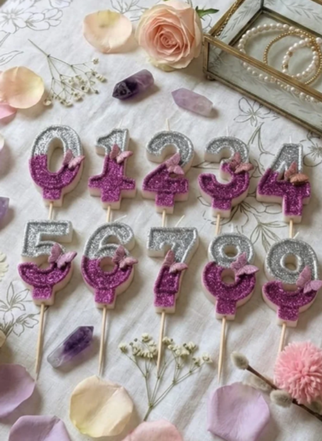 Butterfly Glitter Number Candles