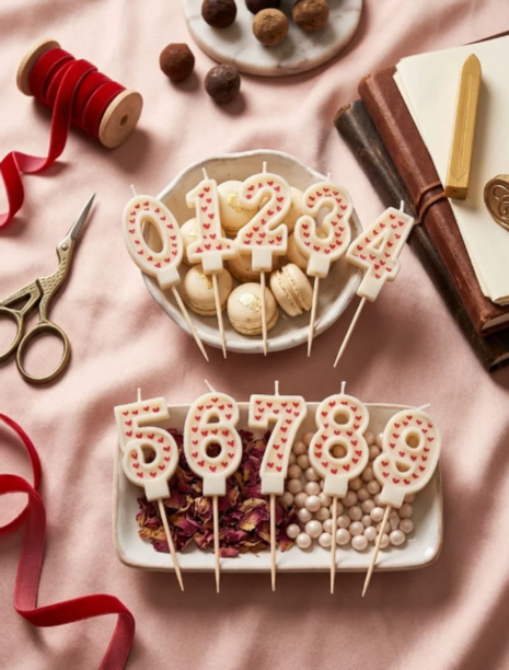Red Heart Number Candles