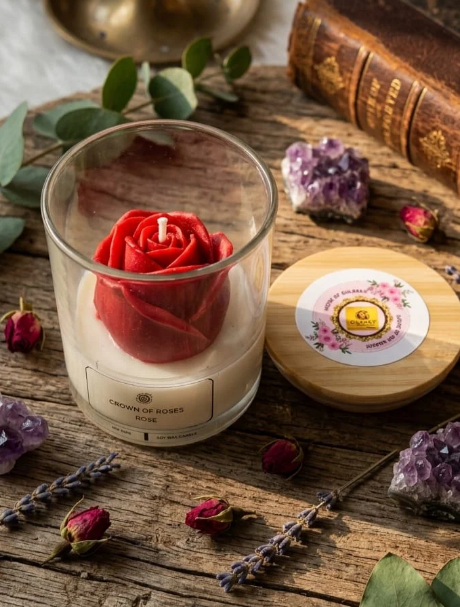 Rose Crown Glass Jar Candle